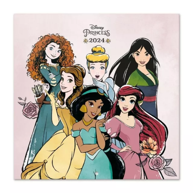 2024 CALENDAR DISNEY Princess Month to View Square Wall Hanging