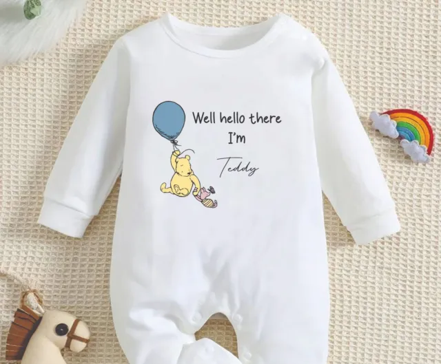 Well Hello There Classic Winnie the Pooh Baby Rompersuit New Baby born in 2024