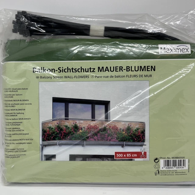 MAXIMEX Balkon Sicht Schutz Wind Verkleidung Umrandung Mauer Motiv Blume 5 m