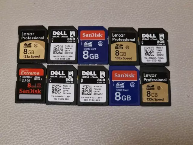 Lote de 10 tarjetas de memoria SDHC a granel de 10 x 8 GB mezcla marcas 4