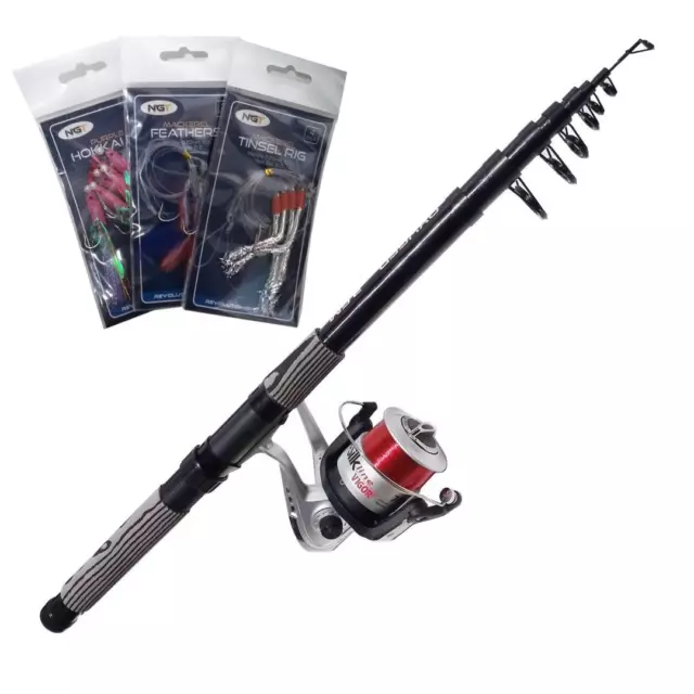 SEA FISHING TELESCOPIC 12ft Beachcaster Rod and Reel Combo Tackle Set And  Line £27.95 - PicClick UK