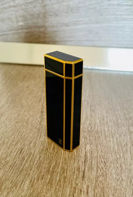 Lighter/Accendino "Les Must de Cartier" Oro Giallo laccato Nero - Funzionante!! 