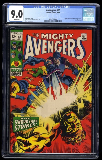 Avengers #65 CGC VF/NM 9.0 White Pages "The Swordsman Strikes!" Marvel 1969
