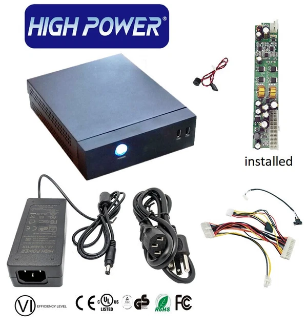 FANLESS MINIITX DESKTOP/VESAMOUNT PC Case w/AC Adapter, DCtoATX