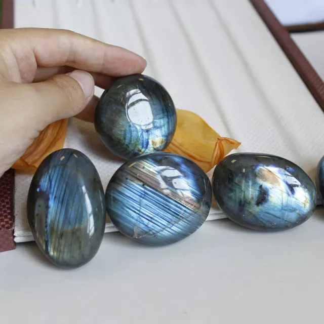 Natural Labradorite Moonstone Polished Crystal Quartz Ore Specimen Palm Stone