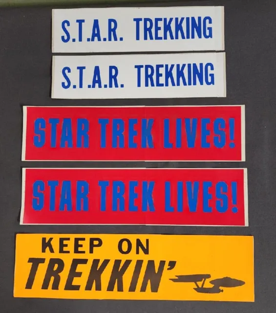 Lot of 5 vintage star trek bumper stickers.  Never Used In Great Shape.