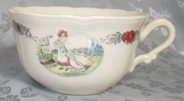 Ancienne Grande Tasse A Chocolat Faience Dv Sarreguemines La Gardeuse D'oie