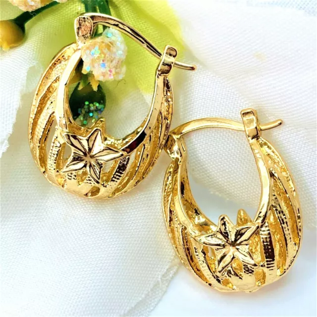 REAL 14K GOLD Filled Hoop Earrings, Arracadas Aretes de Oro