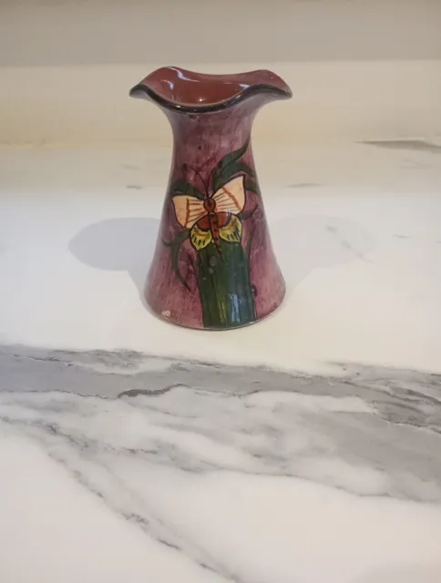 Vintage Purple Butterfly Longpark Torquay Ware  Pottery  Small Vase