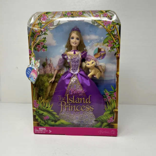 NEW Barbie As The Island Princess Luciana Doll w/Cat Mattel 2007 No. K8105