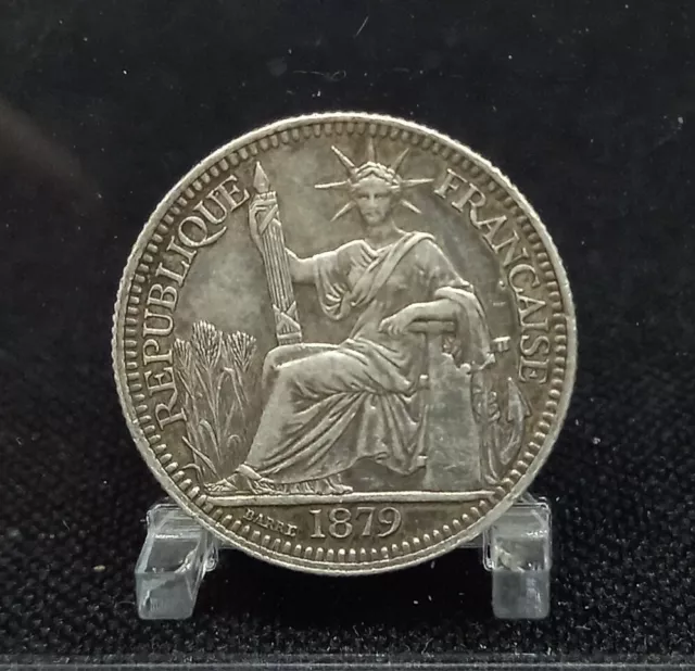 cochinchine 10 cent 1879 sup 2.73 grs argent xf silver coin asia