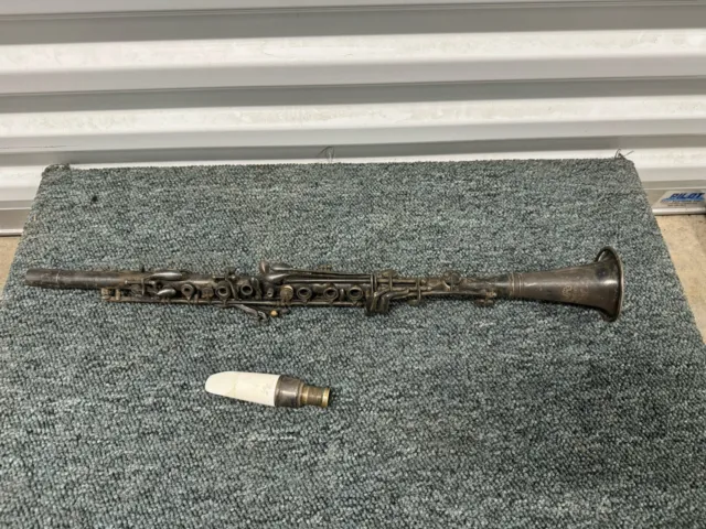 Antique Rene Dumont Metal Clarinet W/ Lyons Chicago Mouthpiece