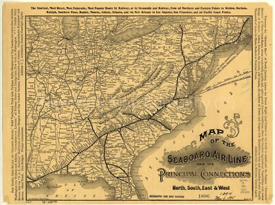 1896 MAP OF the Seaboard Air Line - 1896 Map Of The Seaboard Air Line 