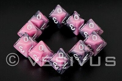 DICE Chessex Gemini ROSA VIOLA 12d6 d6 Block Set Marmo Lucido Neon 26655 OOP 