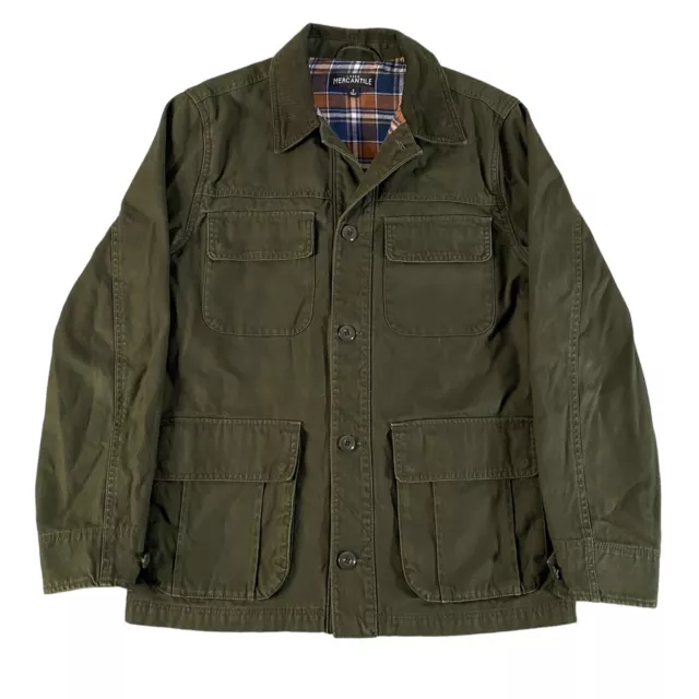 J Crew Mercantile Chore Coat Mens Small Green Flannel Lined Barn Field Jacket