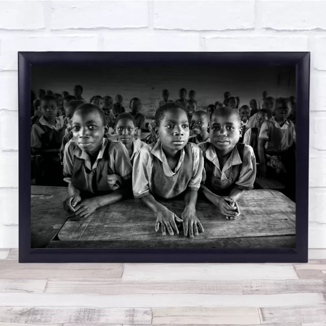 Classroom children African school black and white Wall Art Print