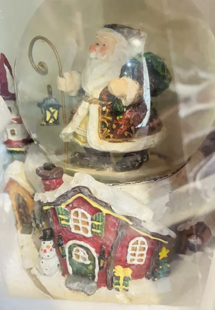 Christmas Santa Hand Painted Crafted Musical Glass Snow Globe Collectible