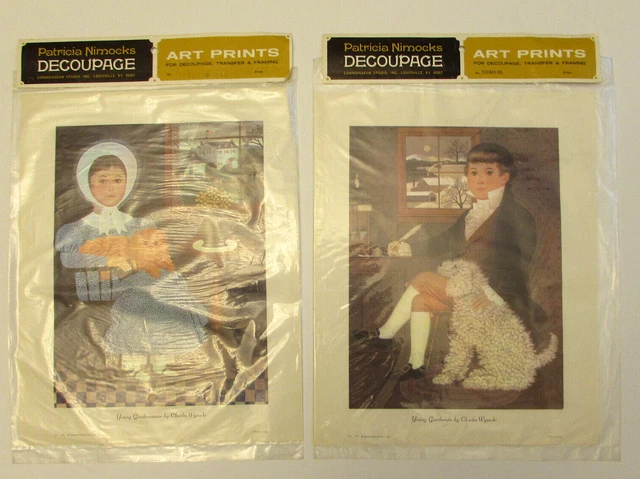 Lote de 2 impresiones artísticas decoupage de Patricia Nimocks caballero c. wysock
