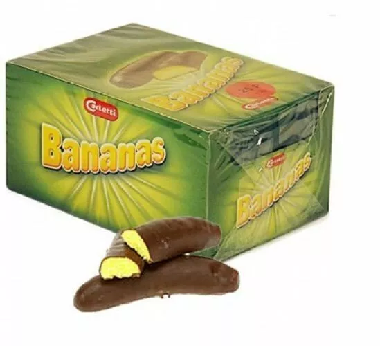 Chocolate Foam Bananas Sweets Pick n Mix Candy Retro Party Treats Carletti Dark