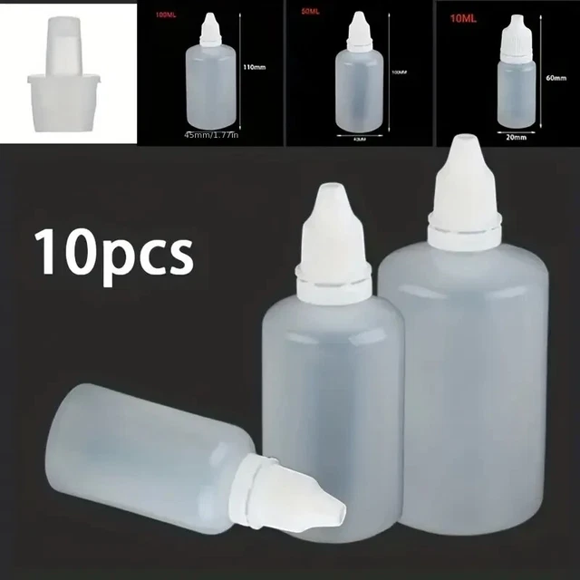 10 botellas gotero líquido exprimibles de plástico vacío de 10 ml o 30 ml