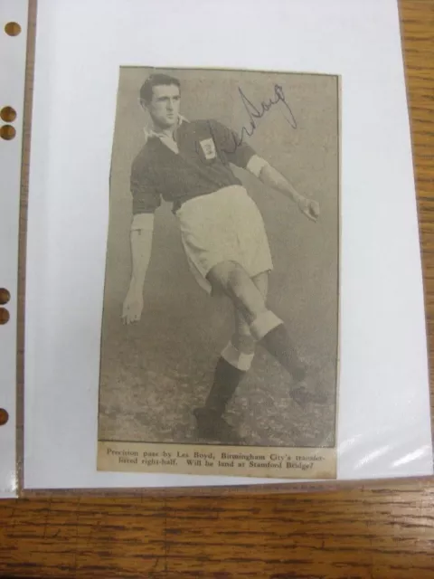 Autografo calcio anni '50: Les Boyd - Birmingham City [su ritaglio B&W, 9 x 16 cm