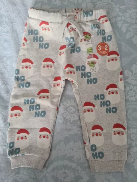 Marks & Spencer M&S Baby grey mix unisex Christmas joggers age 12-18 months BNWT