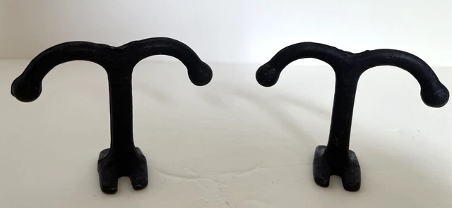 Qty of 2 Cast Metal Wardrobe Under Table/Ceiling Mount Double Hook Coat/Purse