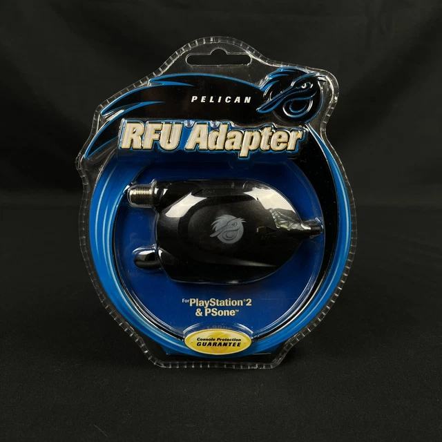 PELICAN RFU ADAPTER PS2 PS1 Game Cable New Black Coaxial Playstation