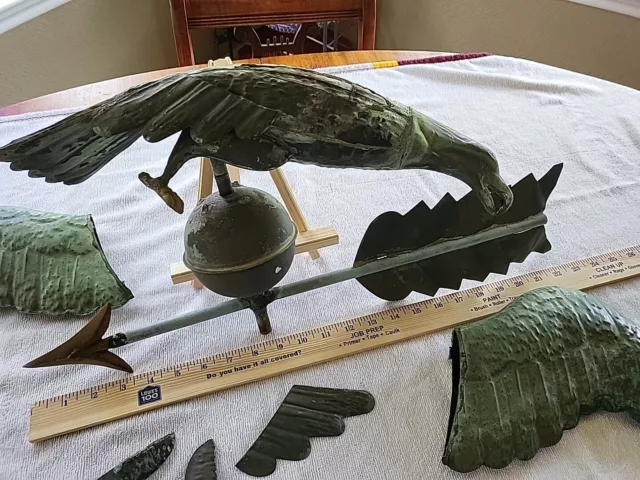 Antique Weathervane Copper Bald Eagle  Needs Restoration