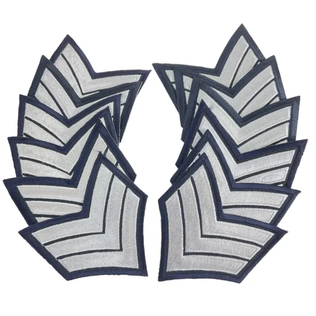 Heroes Pride Sergeant Emblem Embroidered Silver Chevron on Navy Lot of 12 New