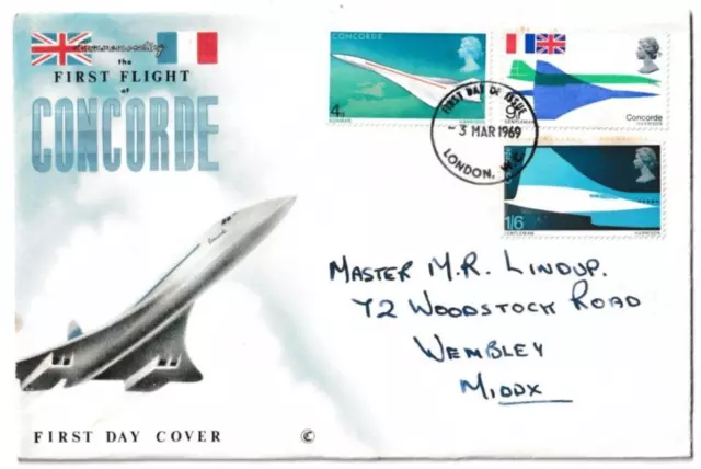 3/3/1969 UK GB FDC - Concorde - Concorde in Flight - London WC FDI Postmark