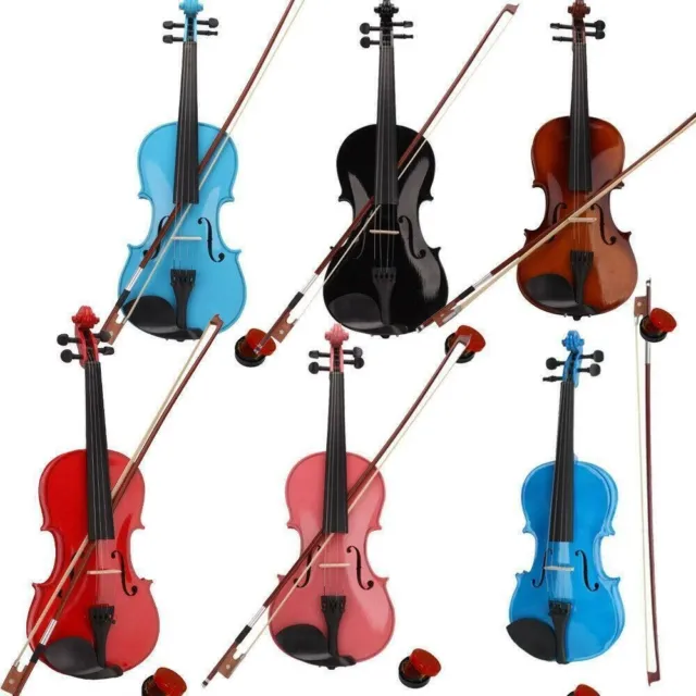4/4 Size Acoustic Violin Fiddle Set + Case Bow Rosin Bridge For Student Adult UK