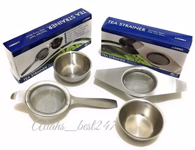 Tea Strainer With Handheld Stand and Drip Bowl Cup Stainless Steel  - By Sunnex.