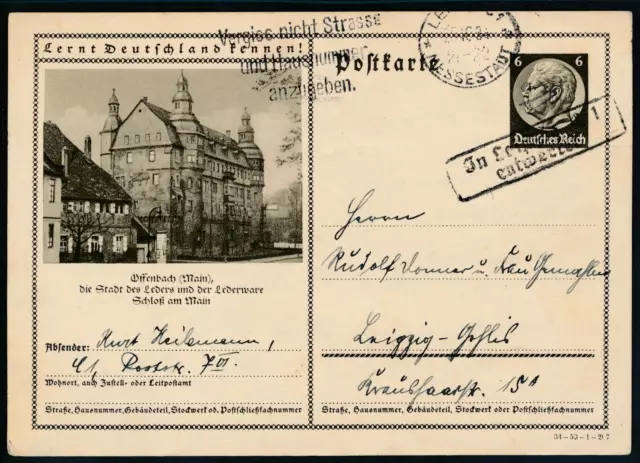 DR Ganzsache GS P236 Bildpostkarte Offenbach 34-53-B7 in Leipzig entwertet 1934