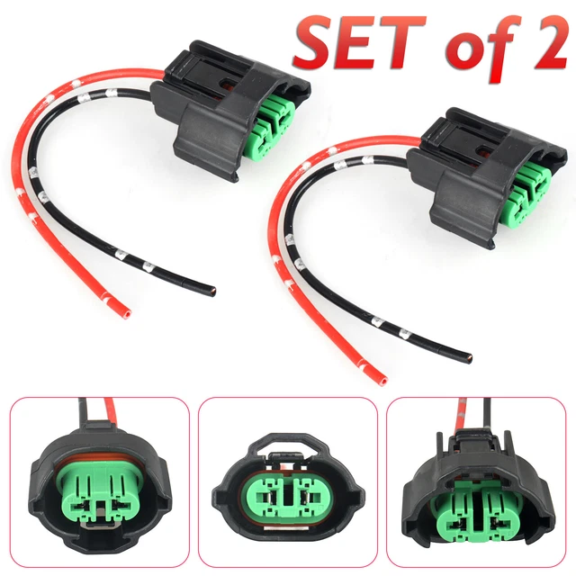 H11/H8 Female Fog Light Bulb Pigtail & Harness Repair Connector - 2-Pack, 12V, For LED Upgrades