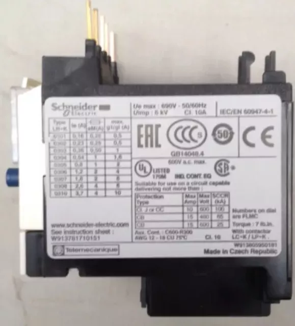 Schneider Electric LR2K0303 Thermal Overload Relay 0.23-0.36A 3Pole TeSys 023037 3