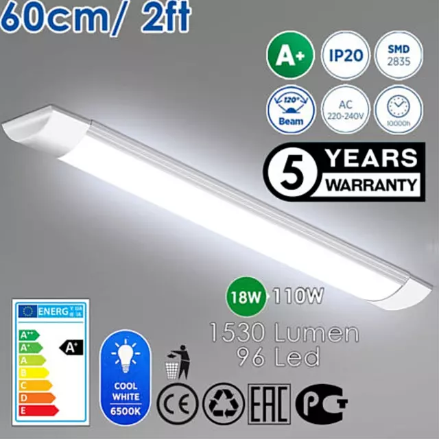 Bright LED Batten Light Fluorescent Ceiling Tube Light 6500K 54W 2FT 4FT 5FT 6FT