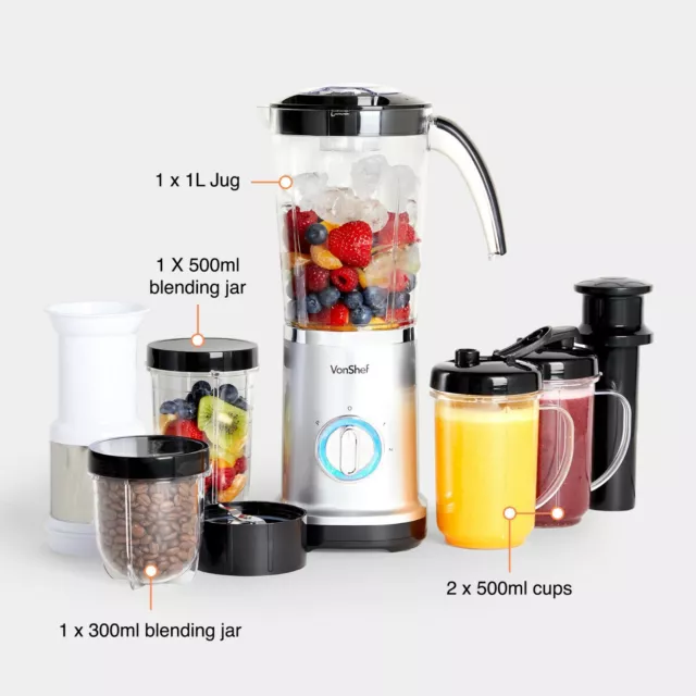 Blender & Smoothie Maker 4 in 1 - VonShef 1L Jug Fruit Juicer & Coffee Grinder 3