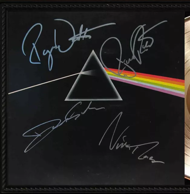 Pink Floyd Framed Cherry wood Reproduction Signature LP Record Display. 2