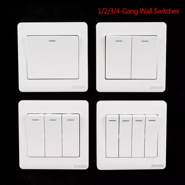 Wall Switch 1/2/3/4 Gang 1Way Button Wall Light Switch On / Off Push Butt YK