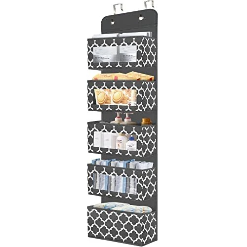 Over the Door Hanging Organizer - Pantry Closet Storage Organizer with 5 Larg...