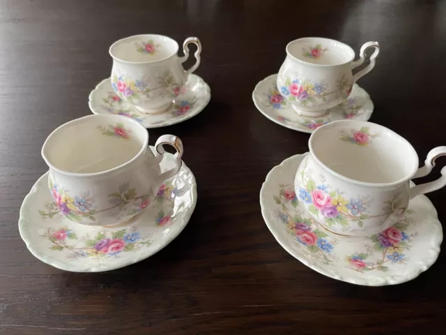 Royal Albert Floral Colleen 4 coffee cups+saucers.British China.Afternoon tea