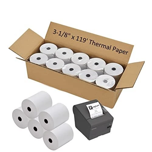Thermal Receipt Paper Rolls 3-1/8 X 119 Thermal Paper Cash Register POS Receip
