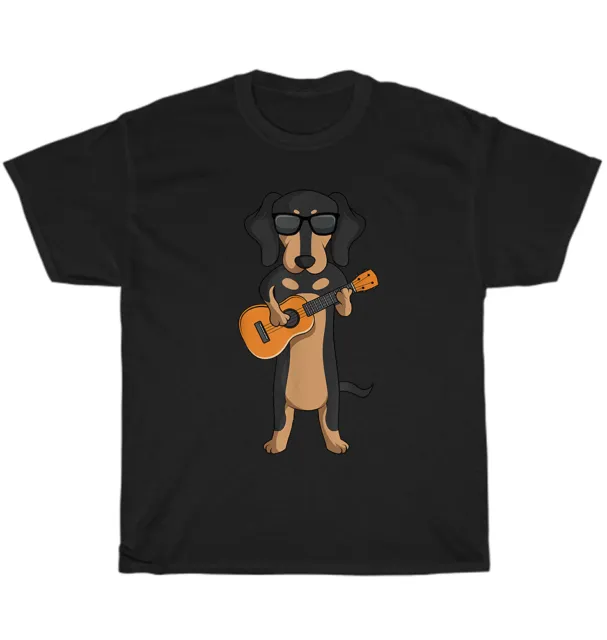 Dachshund Dog Playing Ukulele Guitar Pet Puppy Lover T-Shirt Unisex Tee Gift NEW