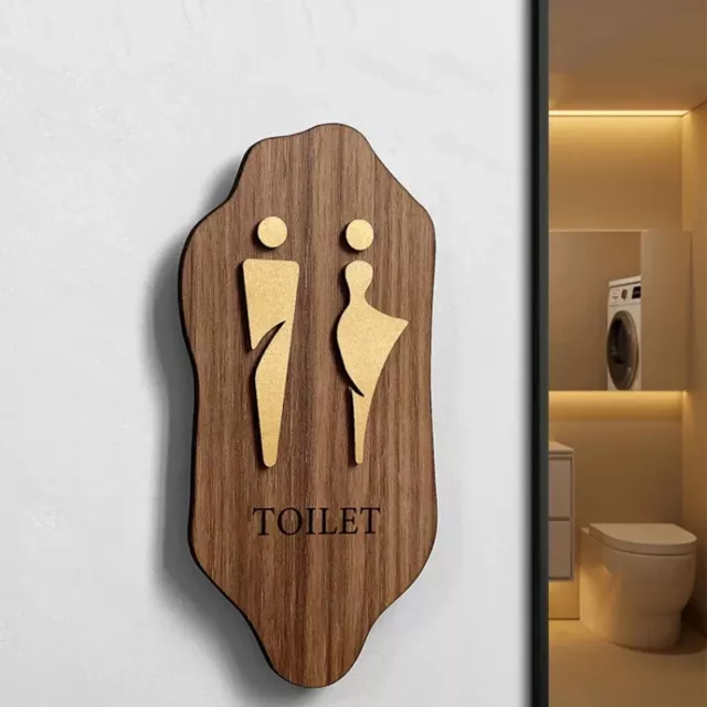 Woman & Man Wood Toilet Door Sign Restroom WC Bathroom Door Signs Plaques