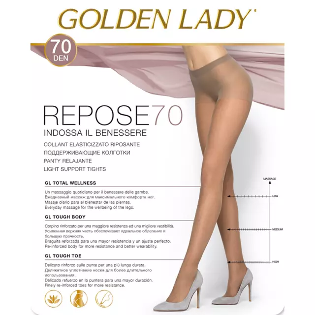 Collant 70 denari den donna Riposante Elasticizzato GOLDEN LADY Repose da 5 PAIA