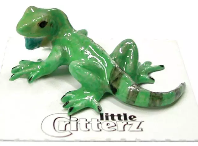 Little Critterz Miniature Porcelain Animal Figure Green Iguana "Shred" LC334