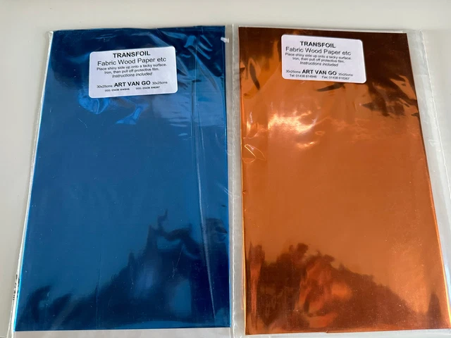 1x Transfoil Cobre y 1 Azul - Tela Madera Papel 30 X 25cm Incluye Instrucciones
