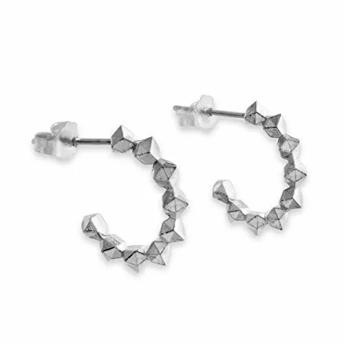 Azaggi 925 Sterling Silver Handcrafted 3D Geometric Cubes Stud Earrings Earrings