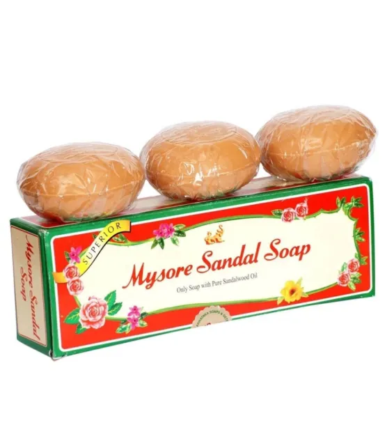 Barra de jabón de sándalo Mysore (aceite puro de sándalo) -150 g x 3 (envío...